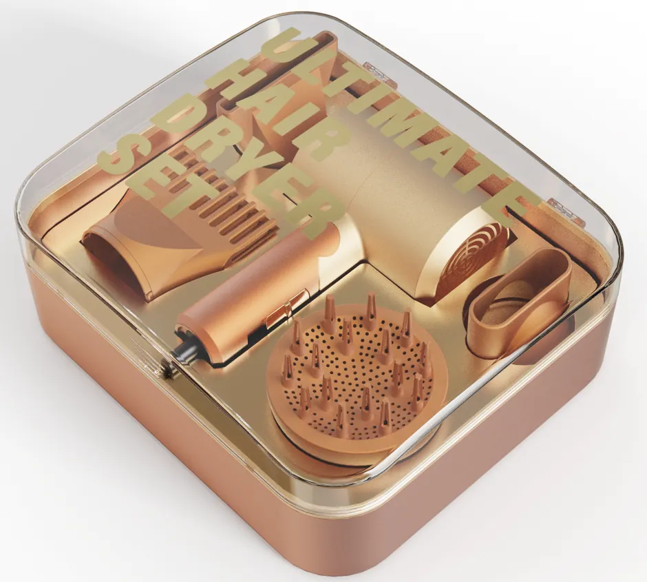 Hot-air multi-styler set in a travel case