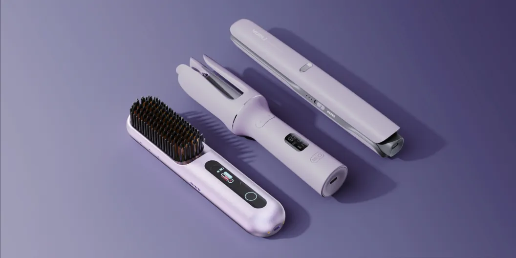 Styling trio: hot-air styler, straightening brush and flat iron