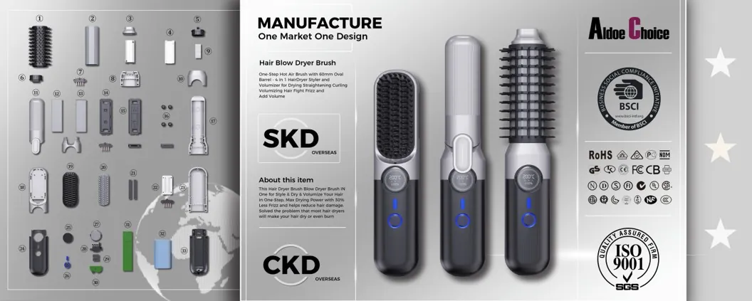 Shaver manufacture sheet: parts diagram and certification