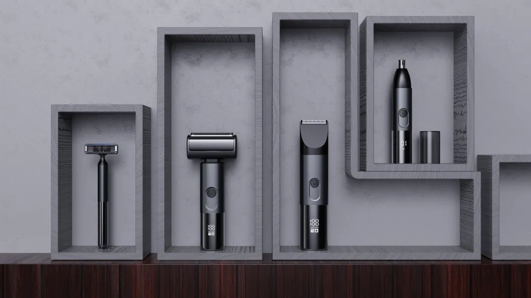 Grooming tools in a bathroom setting